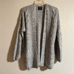 Abercrombie & Fitch Heather Gray Cardigan Open Front Chunky Cable Knit S